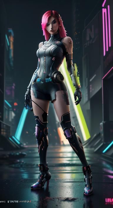 Nintendo Switch Girl in Anime Cyberpunk Style