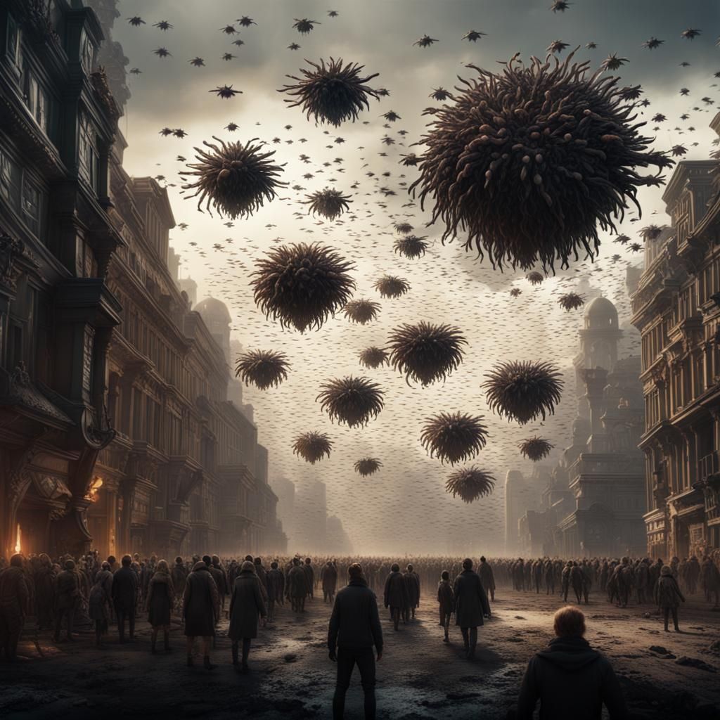 Epic Swarm in Maximalist Digital Painting