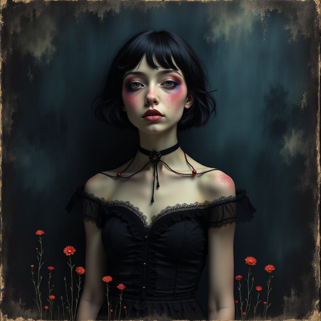 Surreal Princess Portrait in Darkwave Style