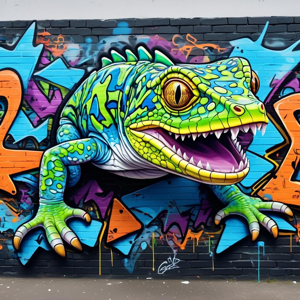 Shark Gecko in 3D Graffiti Style