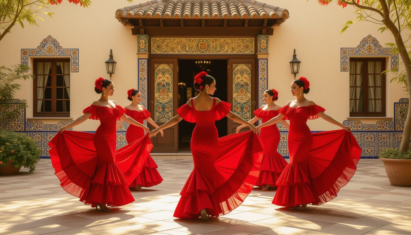 Flamenco Dancers at Casa Vicens in Art Nouveau Style