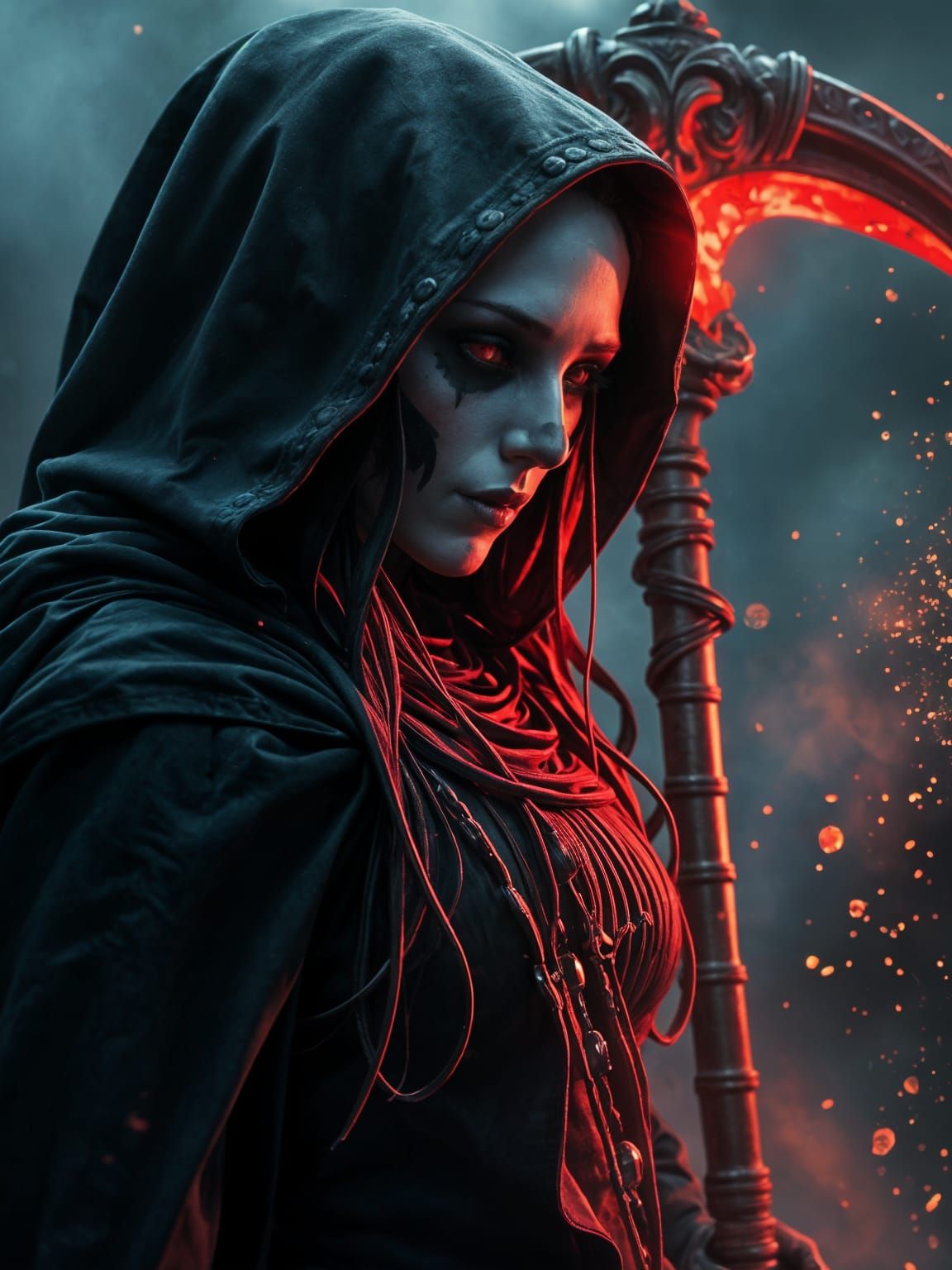 AetherPunk Grim Reaper Digital Art Portrait