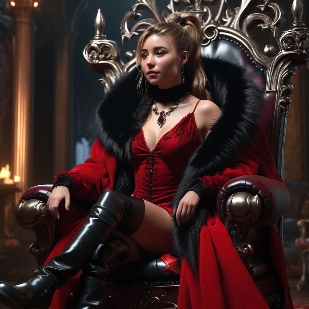 Woman on Throne in Dark Fantasy Style