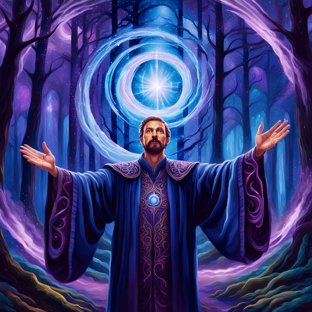 Mystical Portal Opens in a Dark Forest: Fantasy Art