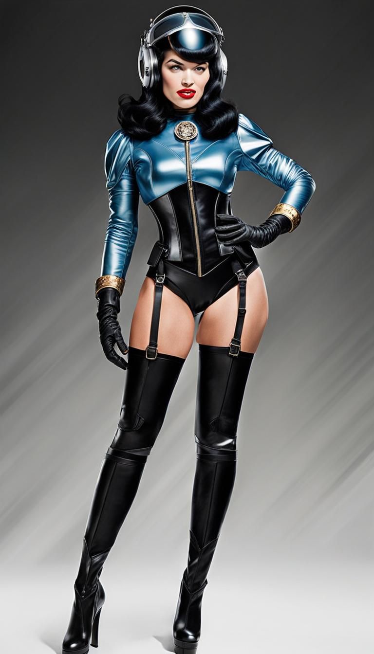 Retro Sci-Fi Space Pin-Up in Art Deco Style