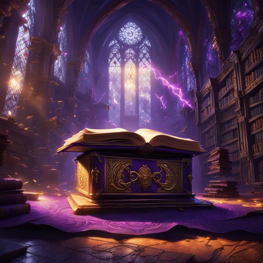 Chained Magic Book in Unseen Library: Dark Fantasy Art