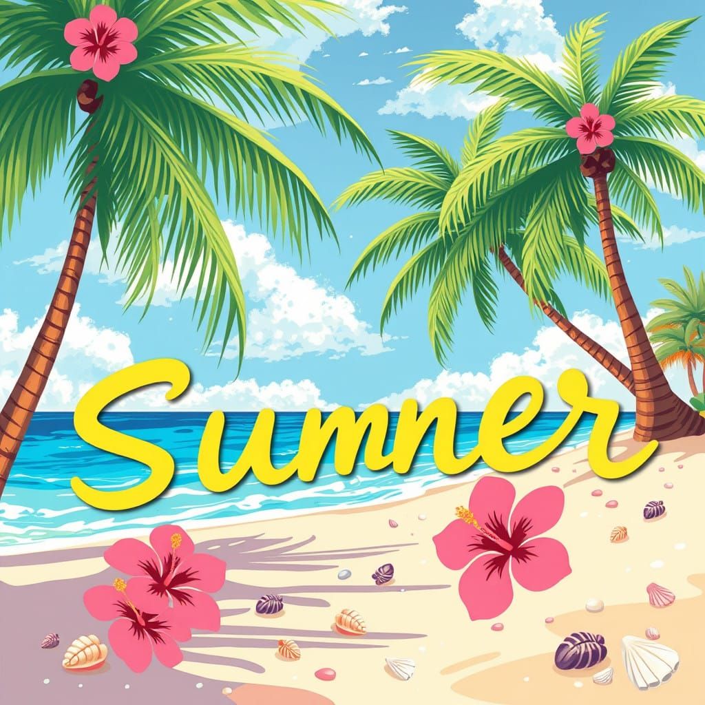 Beachy Keen Scene in Whimsical Script