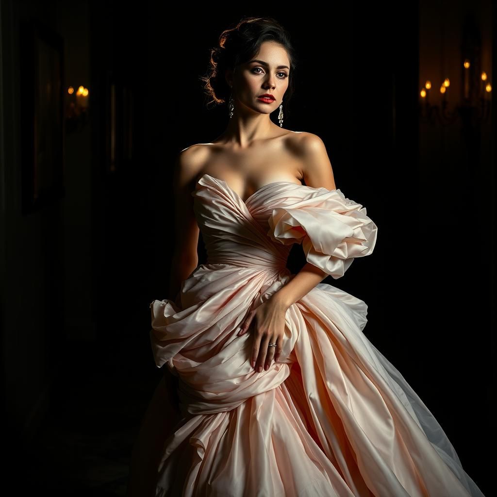 Chiaroscuro Haute Couture Fashion in Dramatic Lighting