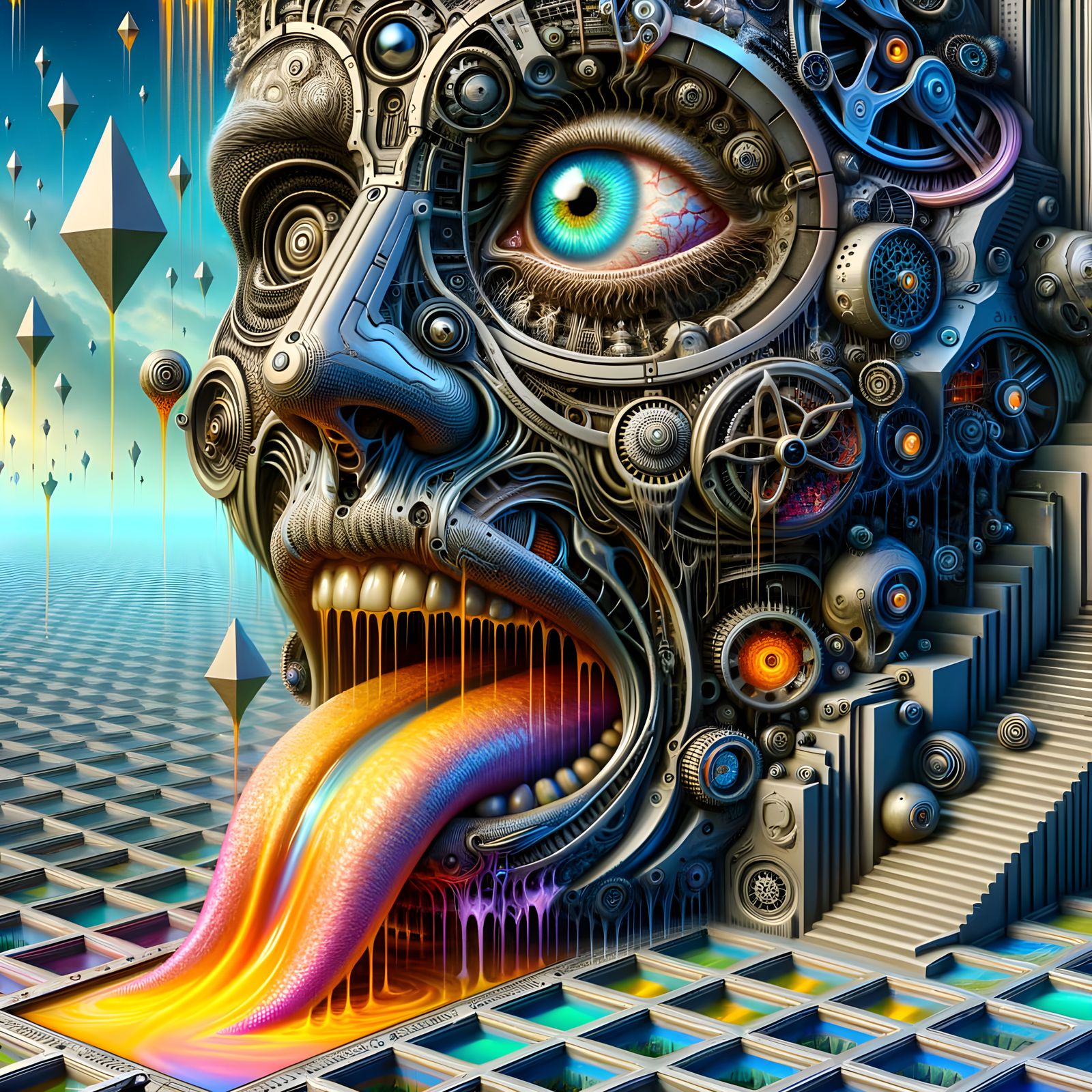 Cyberpunk Nightmare Creature Rises from Dystopian Abyss