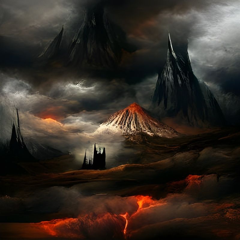Epic Dark Fantasy Landscape of Mordor