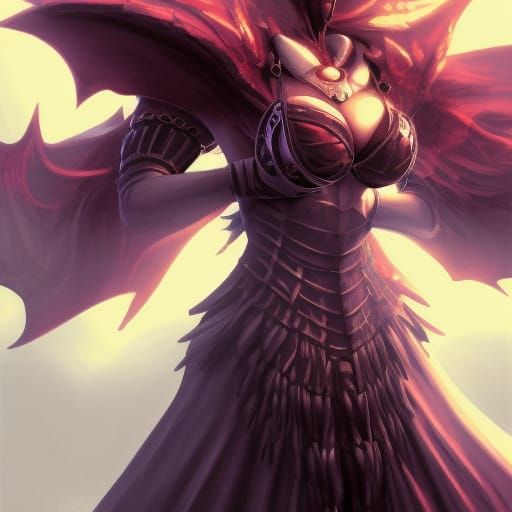 Armored Female Warrior in Detailed Matte Painting