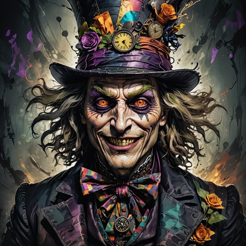 Dark Fantasy Mad Hatter Portrait in Artgerm Style