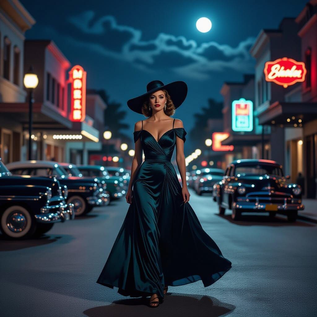 Glamorous 1940s Actress on Studio Backlot