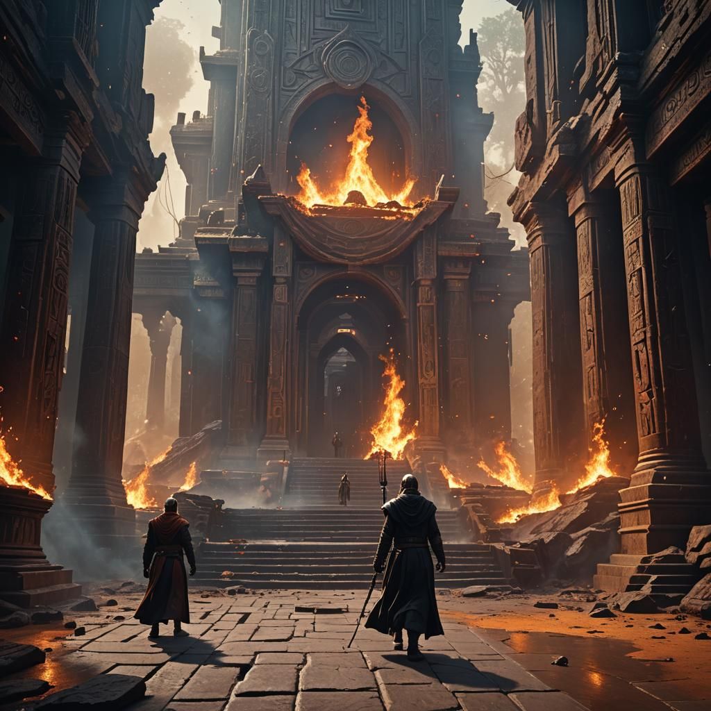 Dark Jedi Emerges from Burning Jedi Temple