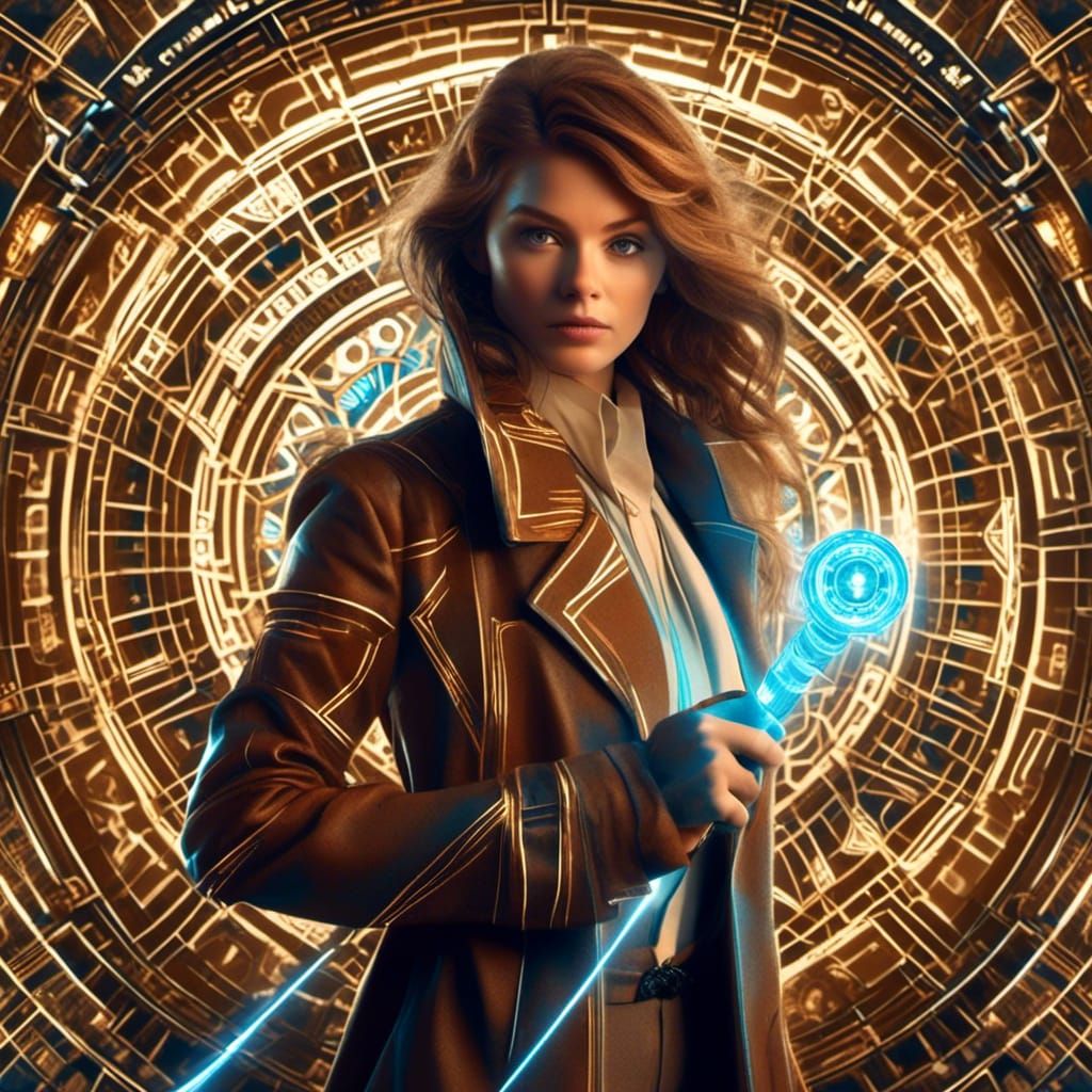 Time Traveler in Steampunk Time Vortex