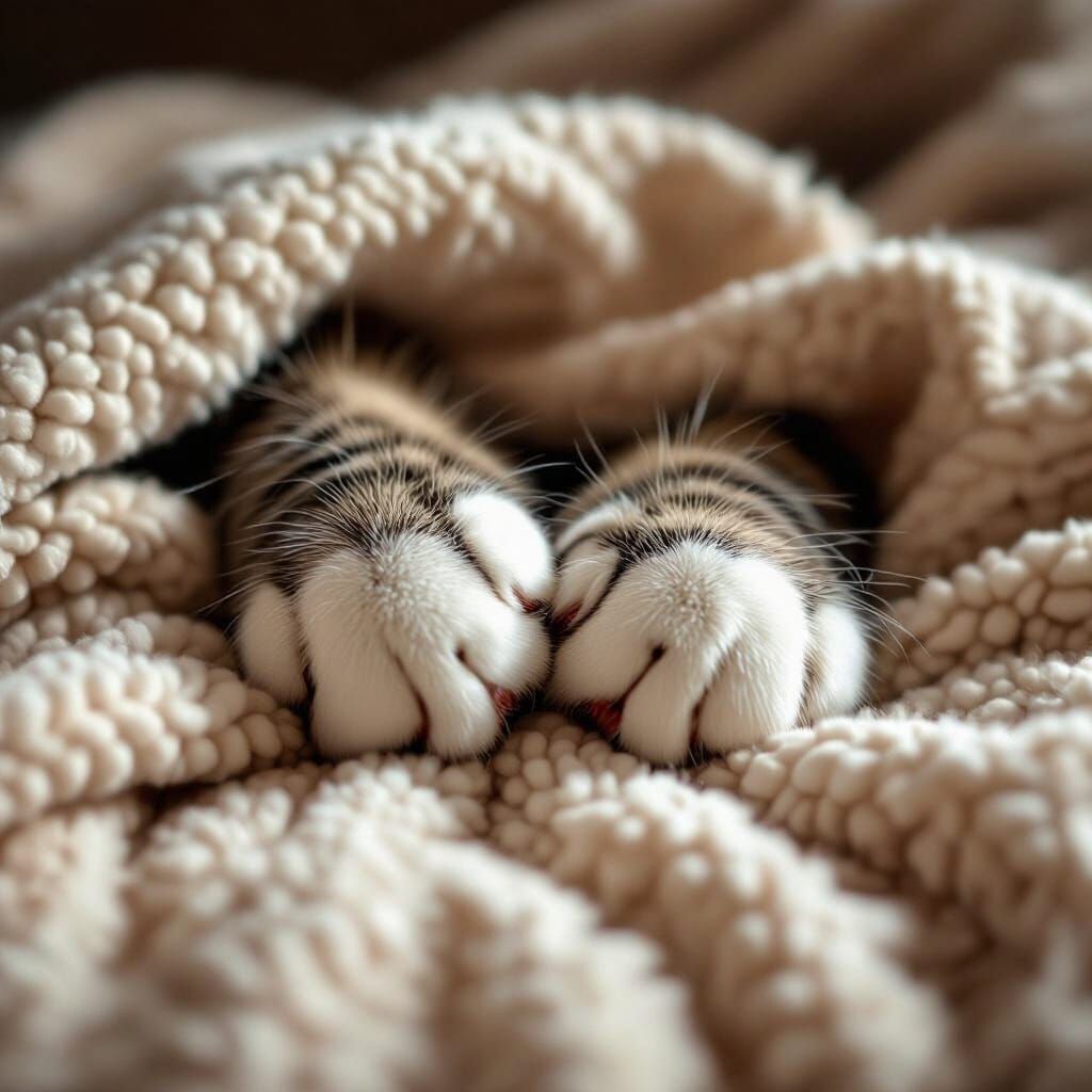 Cozy Cat Paws Kneading Blanket in Soft Light