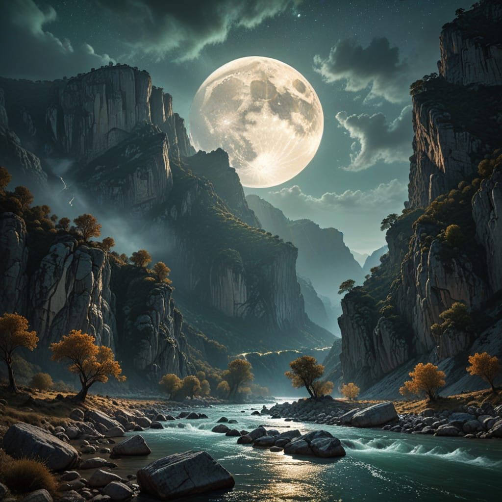 Majestic Gorges du Verdon at Night under Full Moon