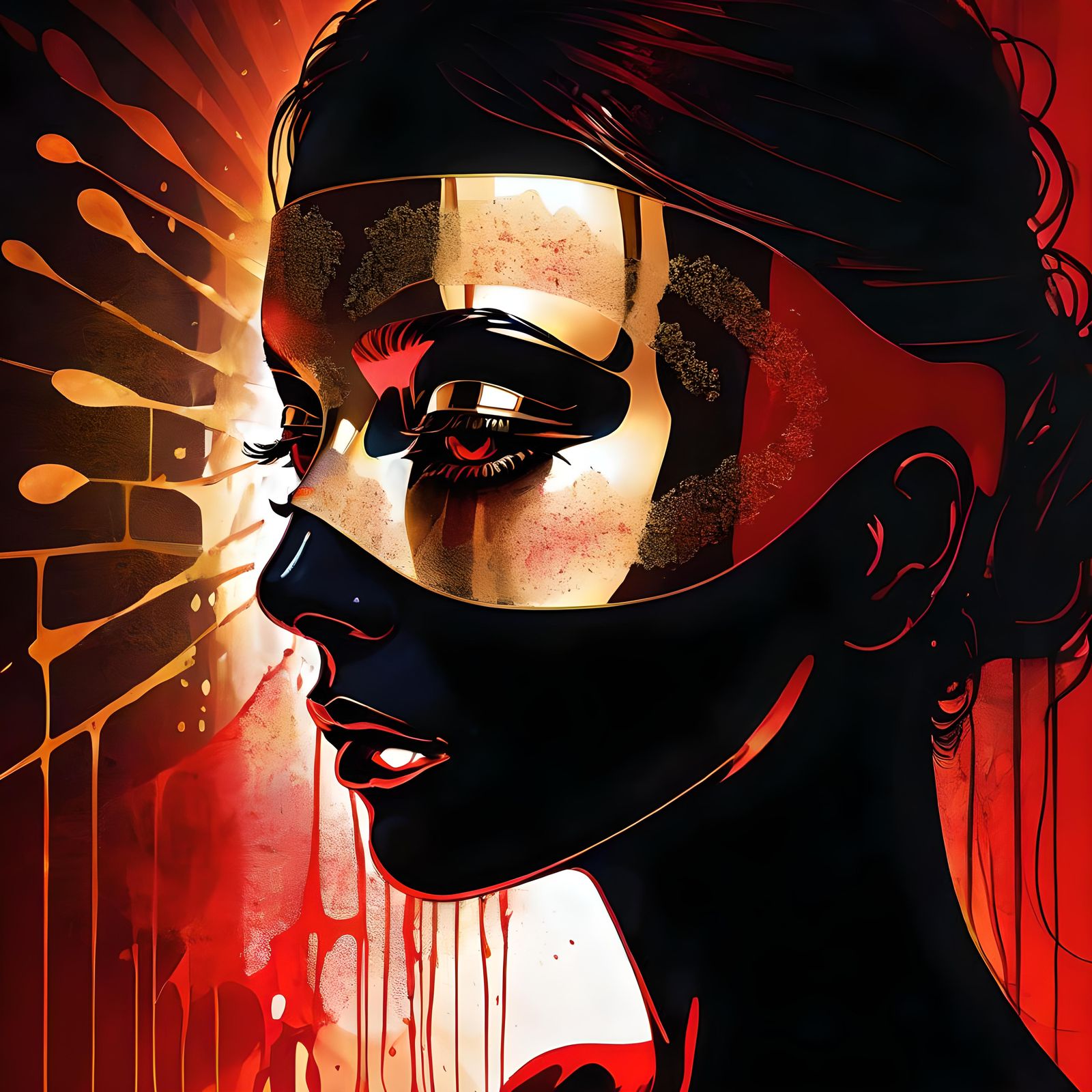 Luminous Portrait in Dark Haze: Splash Art Illustration