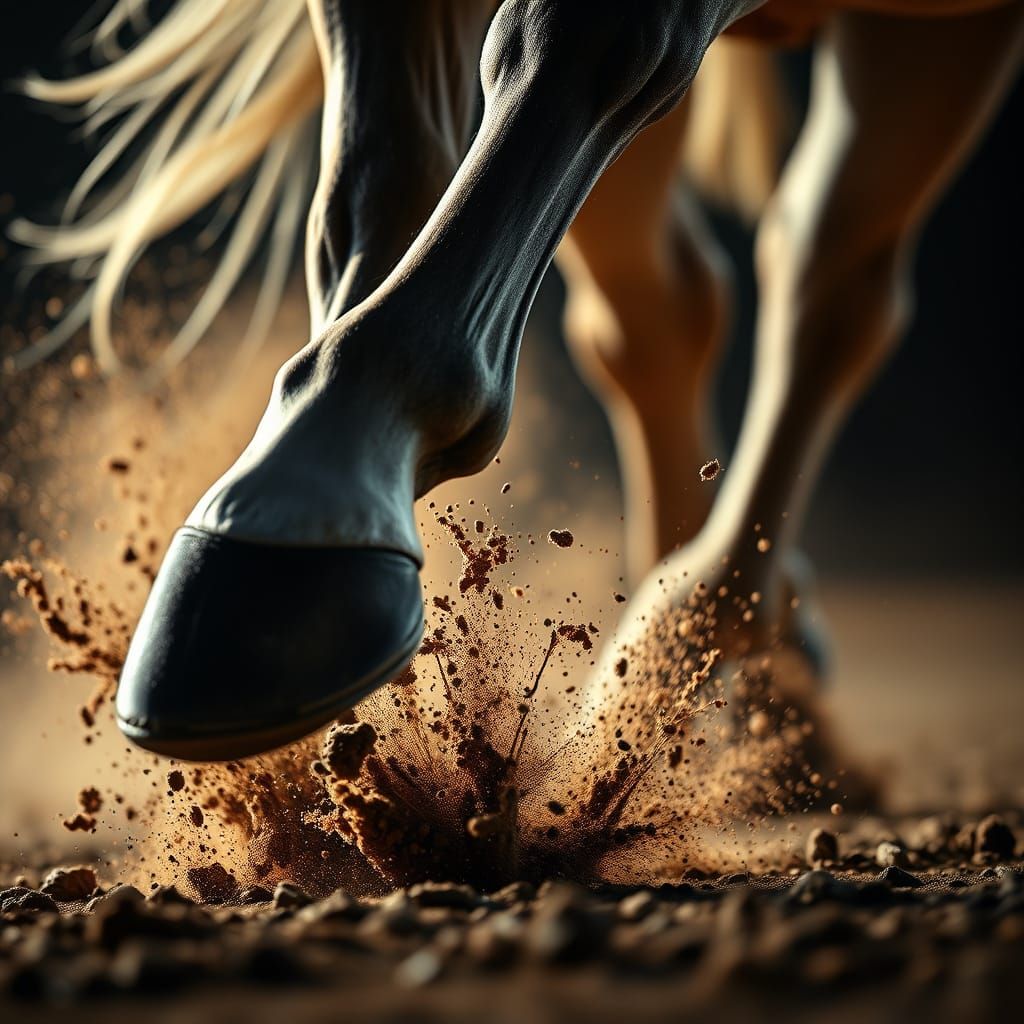 Galloping Horse Hooves Exploding Dirt in Slow Motion