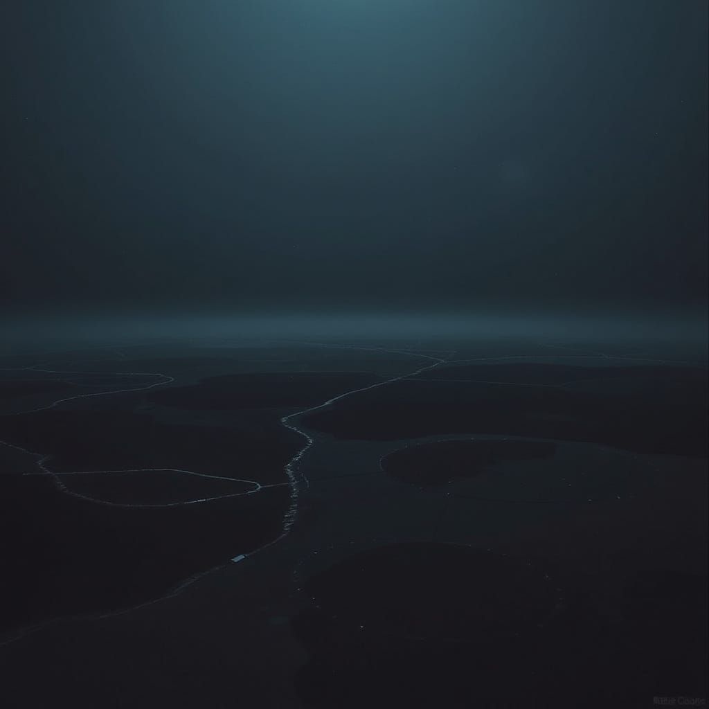 Endless Void in Dark Futuristic Landscape