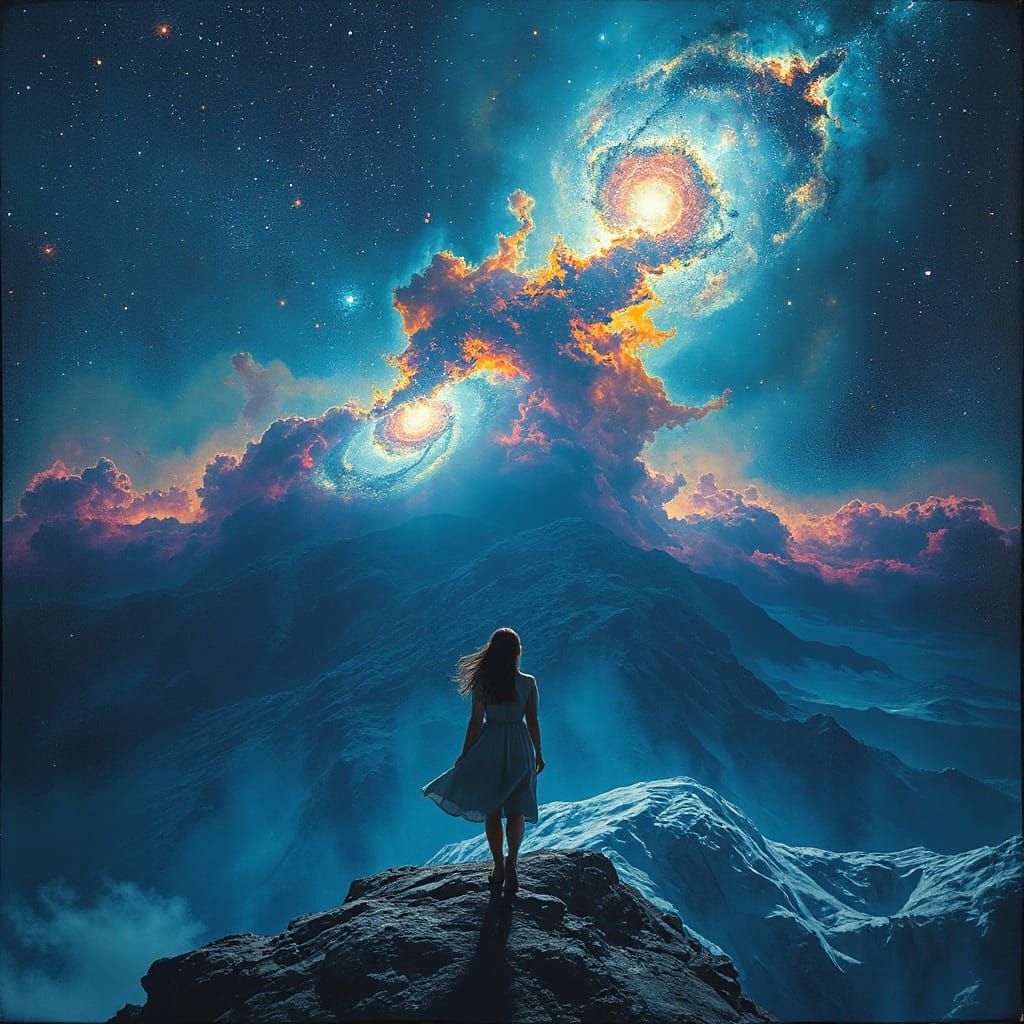 Cosmic Woman in Starry Expanse