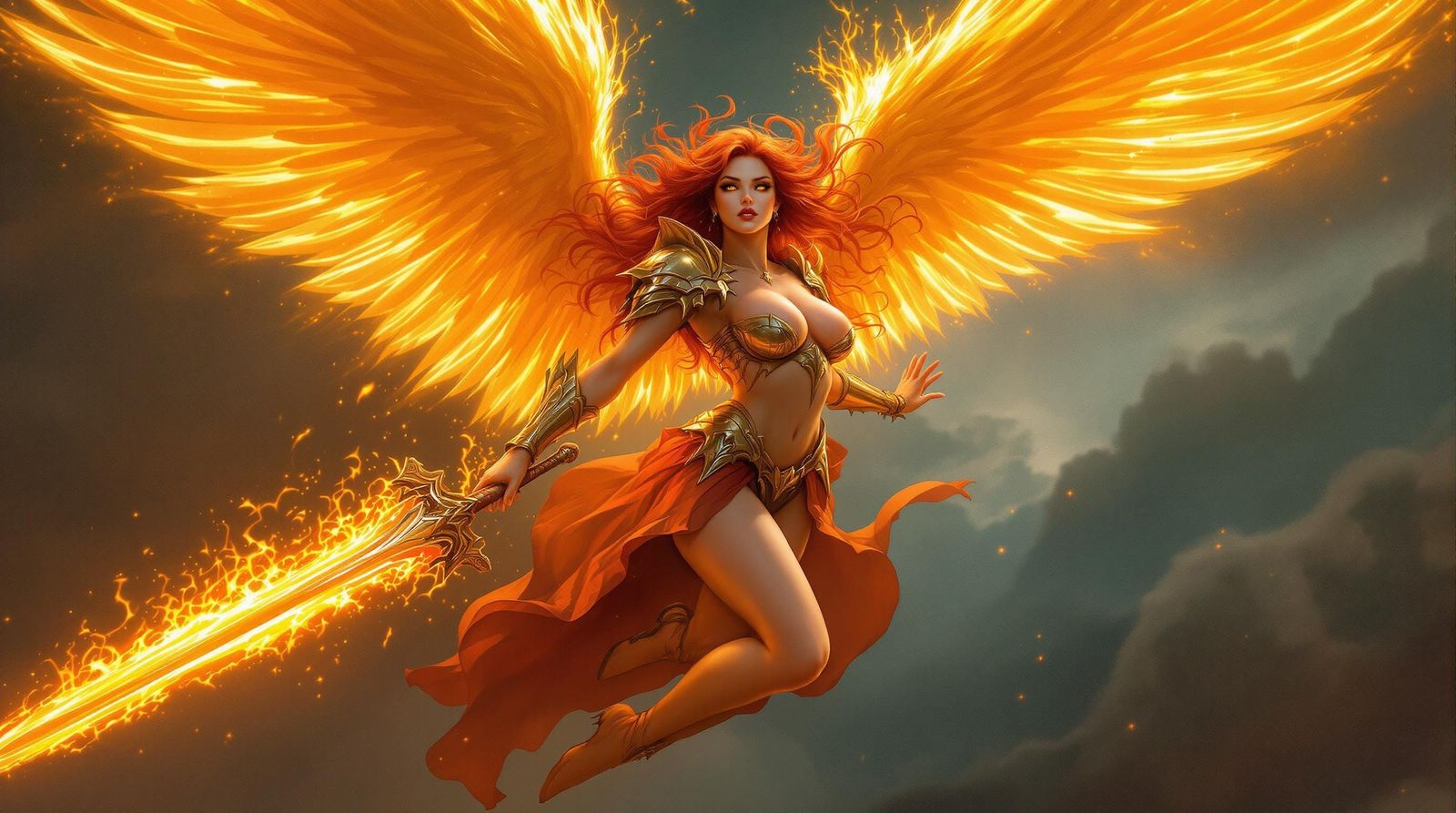 Fiery Archangel of War in Neoclassical Style