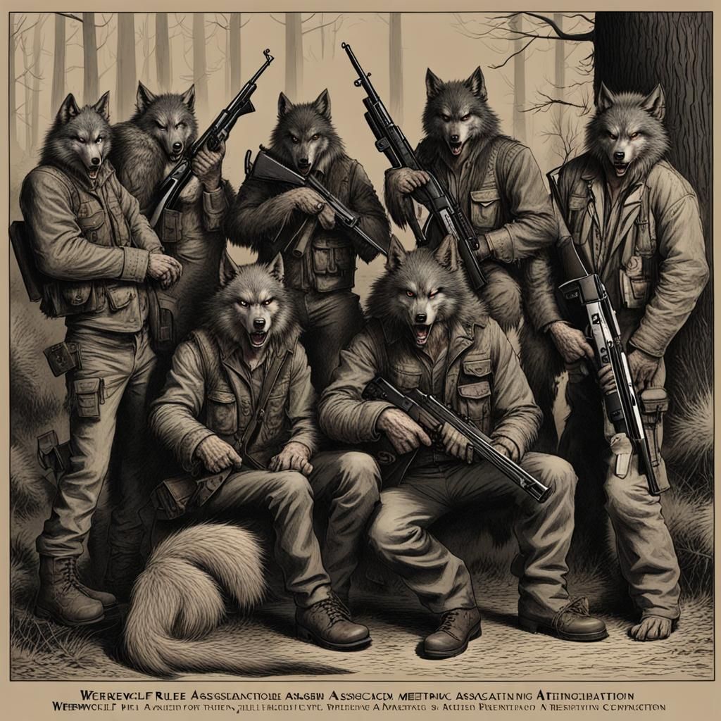 Humorous Werewolf Rifle Association Meeting