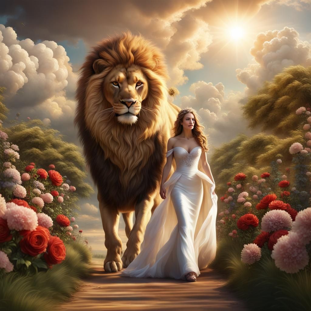 Lion and Bride in Eden: Digital Matte Painting