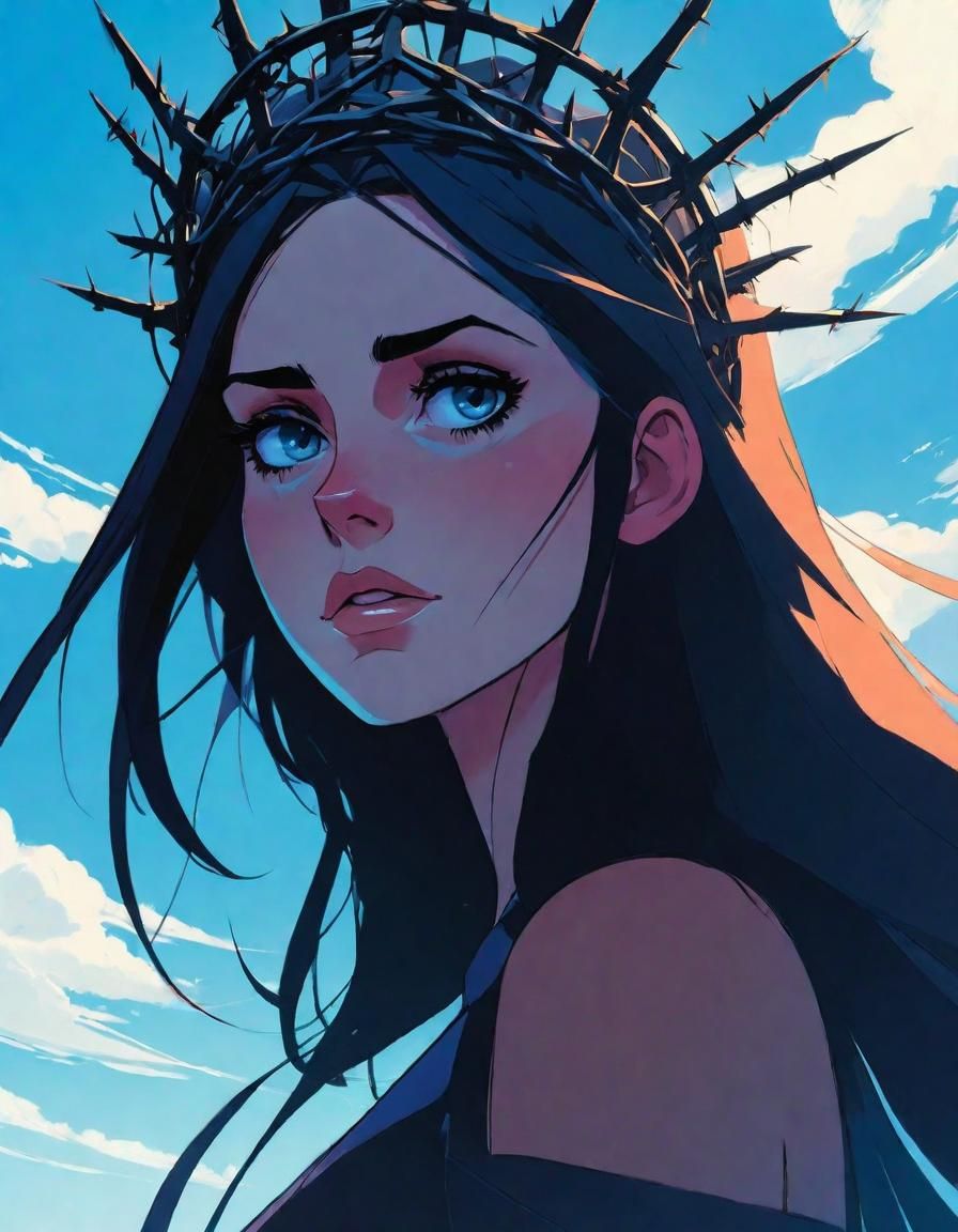 Goddess of Death in Anime Style Wasteland