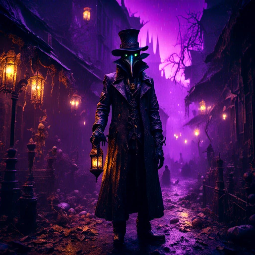 Gothic Victorian Plague Doctor in Dark Horror Style