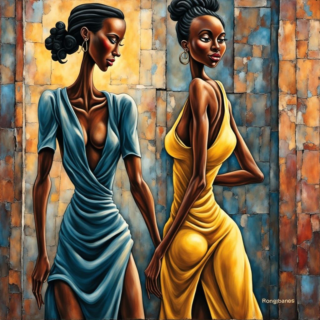 Expressionist Painting of Black Women in Varied Styles