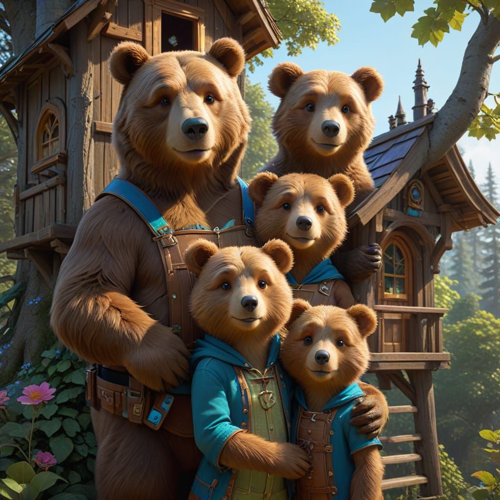 Bears and a treehouse
