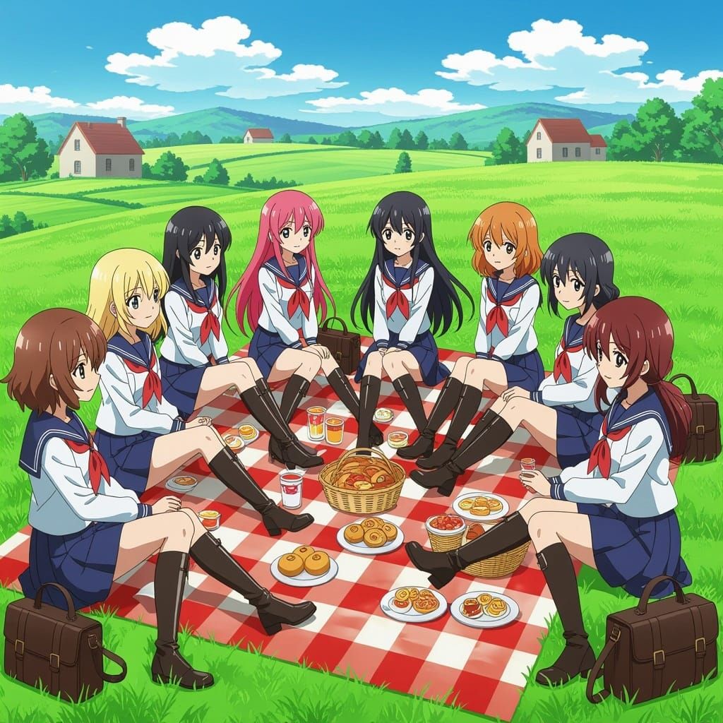 Girls in Black Leather Boots Enjoy Anime-Inspired Picnic in ...