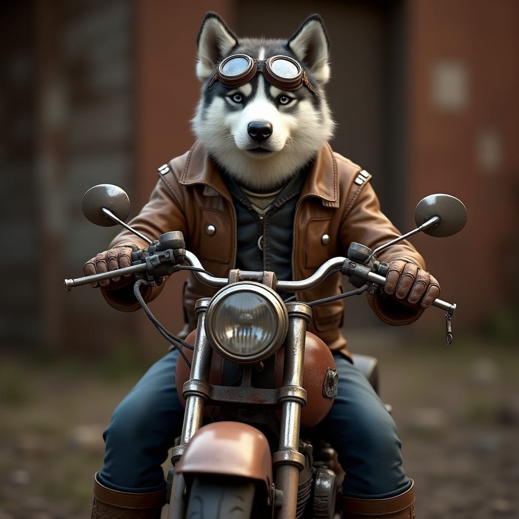 Weathered Harley Davidson Motorcycle in Vintage-Inspired Sce...