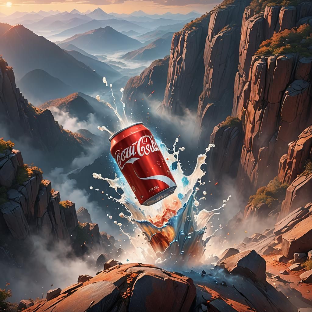 Coca-Cola Can Backflip: 3D Anime Splash Art