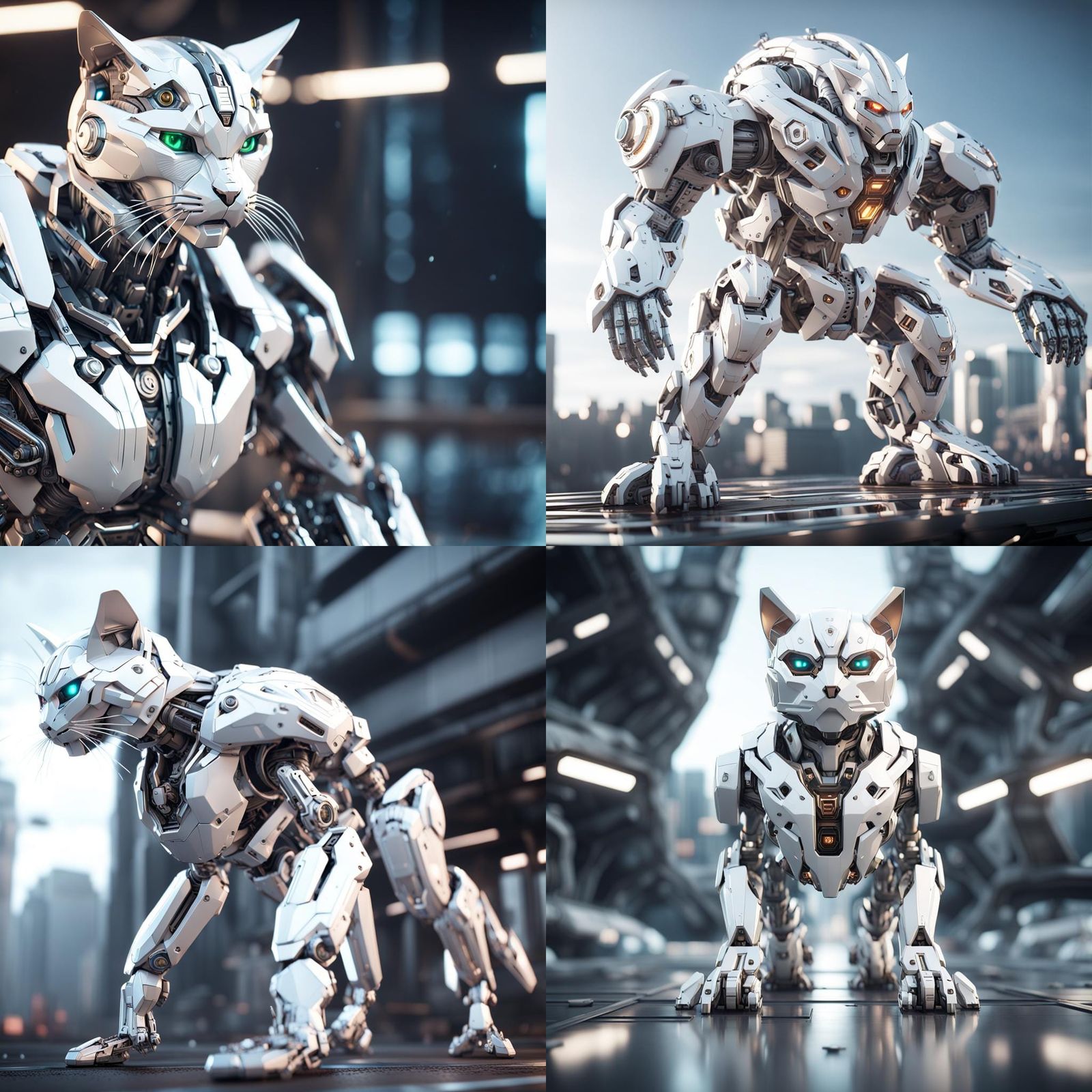 Futuristic White Cat Russian Superhero in Sci-Fi Style