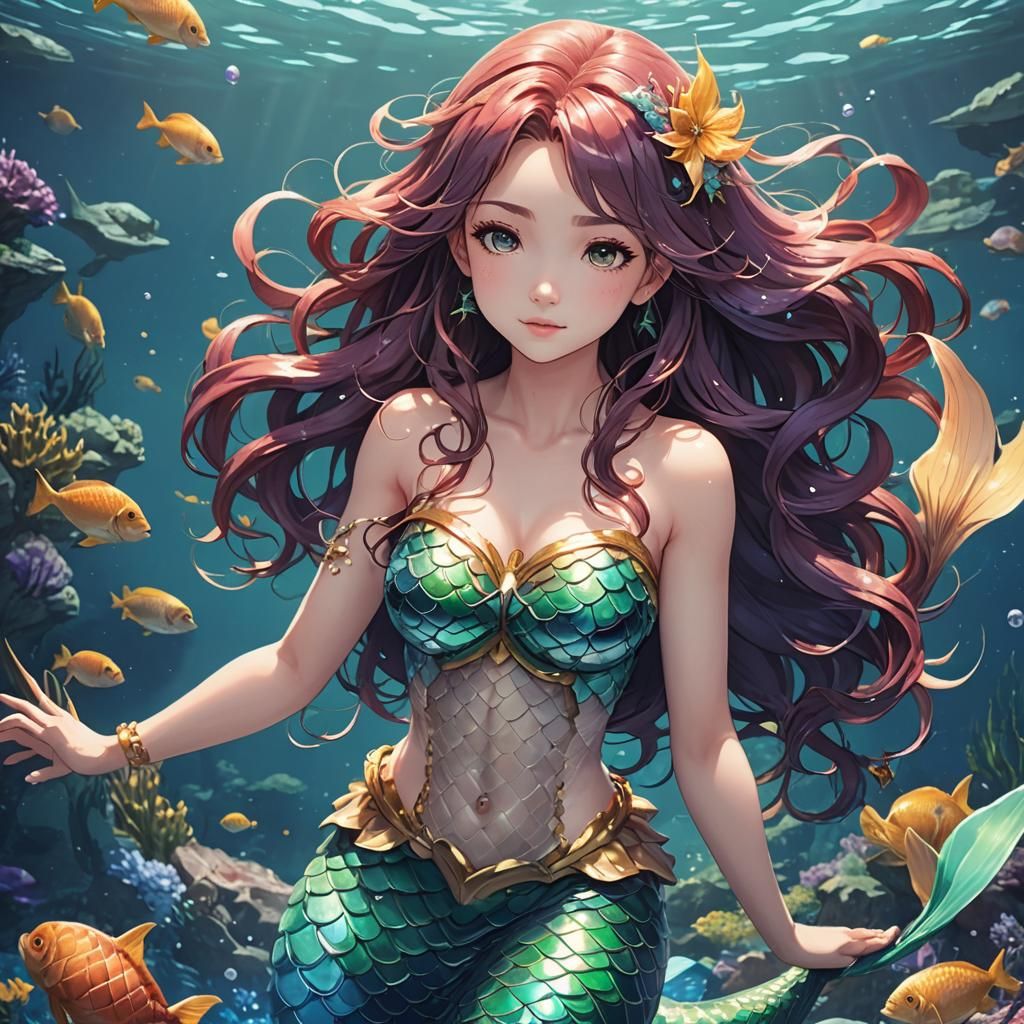 Pretty anime mermaid