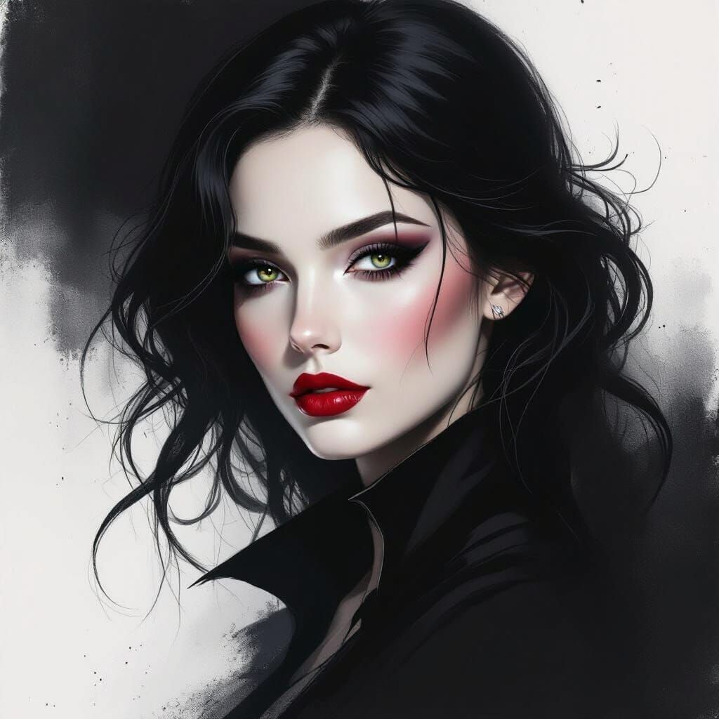 Sorceress Portrait with Dramatic Light and Shadow