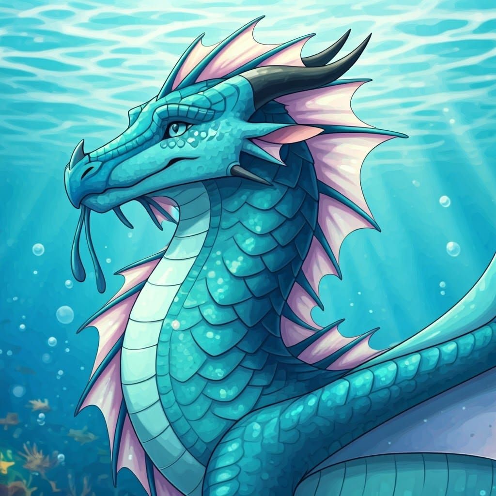Majestic Seawing Dragon Hybrid in Manga Style