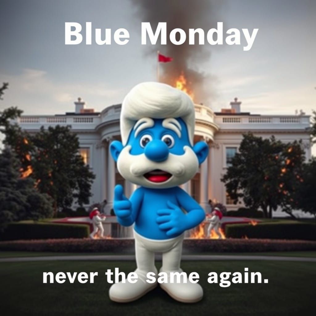Donald Trump Smurfs Up Amid White House Blaze in Cyberpunk S...