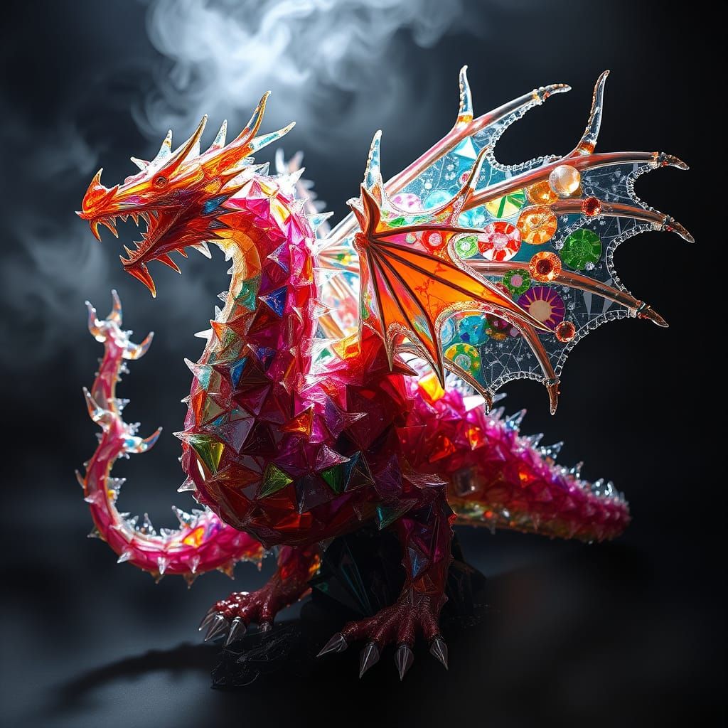 Glass Shard Dragon in Dreamlike, Surreal Style