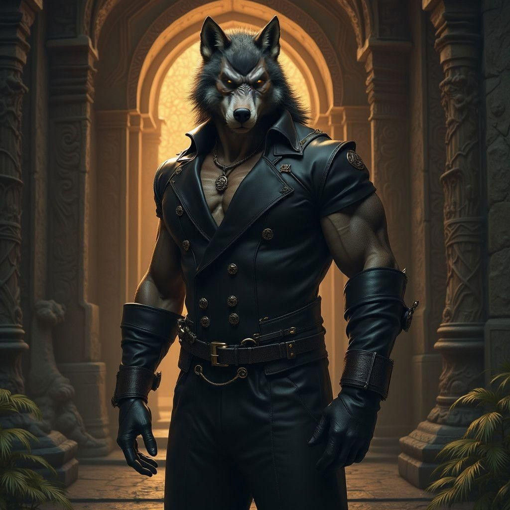 Werewolf in Leather Suit: Fantasy Concept Art