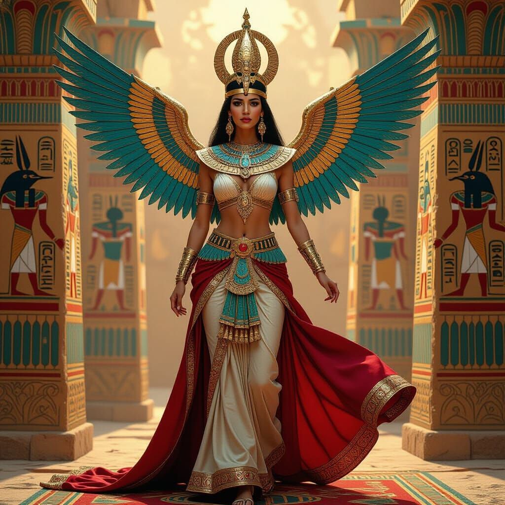 A detailed embroidery artwork of the Fairy Queen of Ancient ...