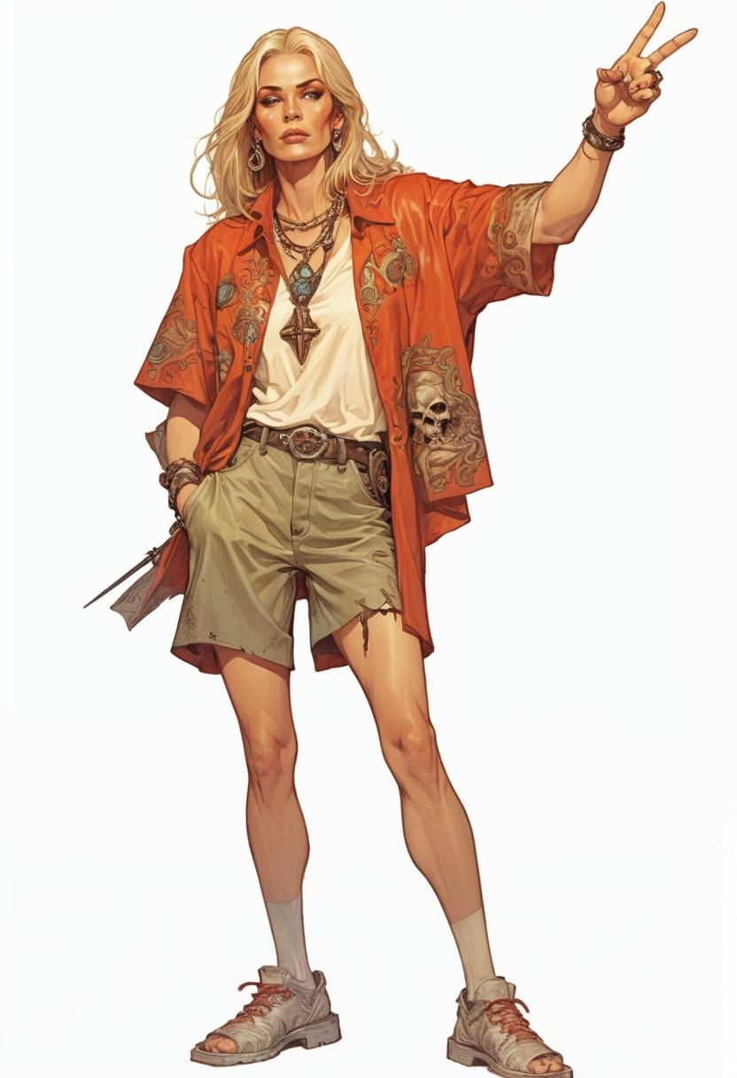 Modern Female Necromancer in Vibrant Fantasy Style