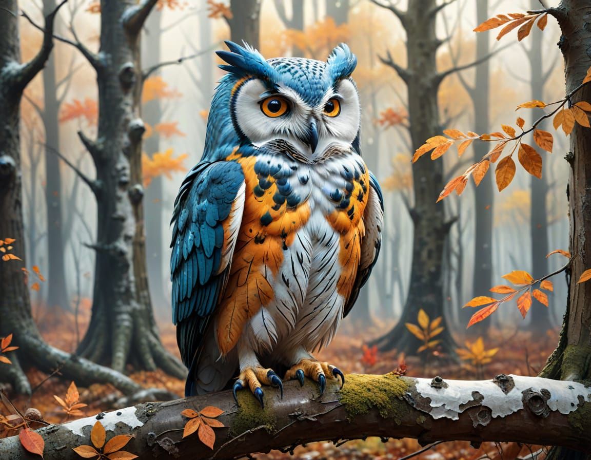Majestic Owl in Autumnal Splendor