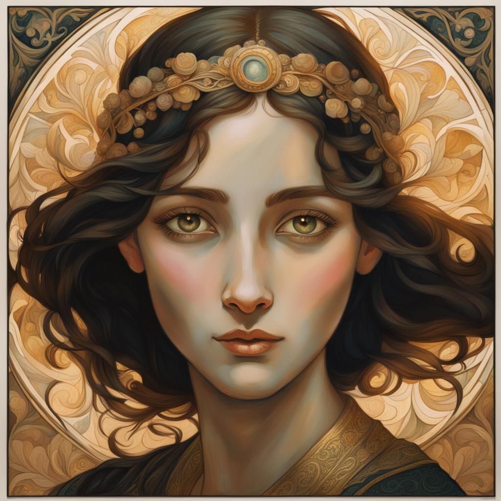 Ethereal Portrait in Pre-Raphaelite Style