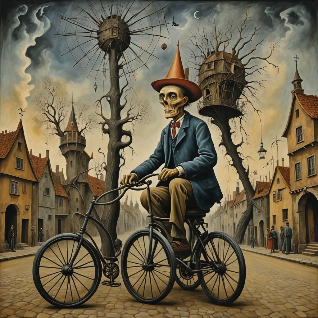 Surreal Creatures on Wheels as an Oil Painting