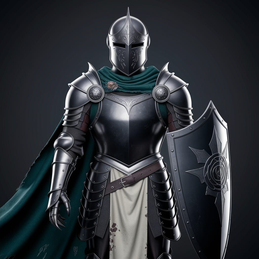 Gothic Knight in Dark Steel Plate Armor