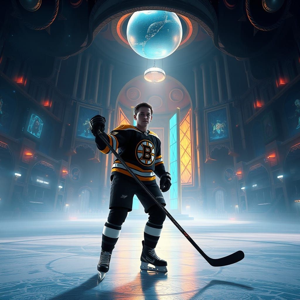 Boston Bruins Hockey Hero in a Fantasy Arena