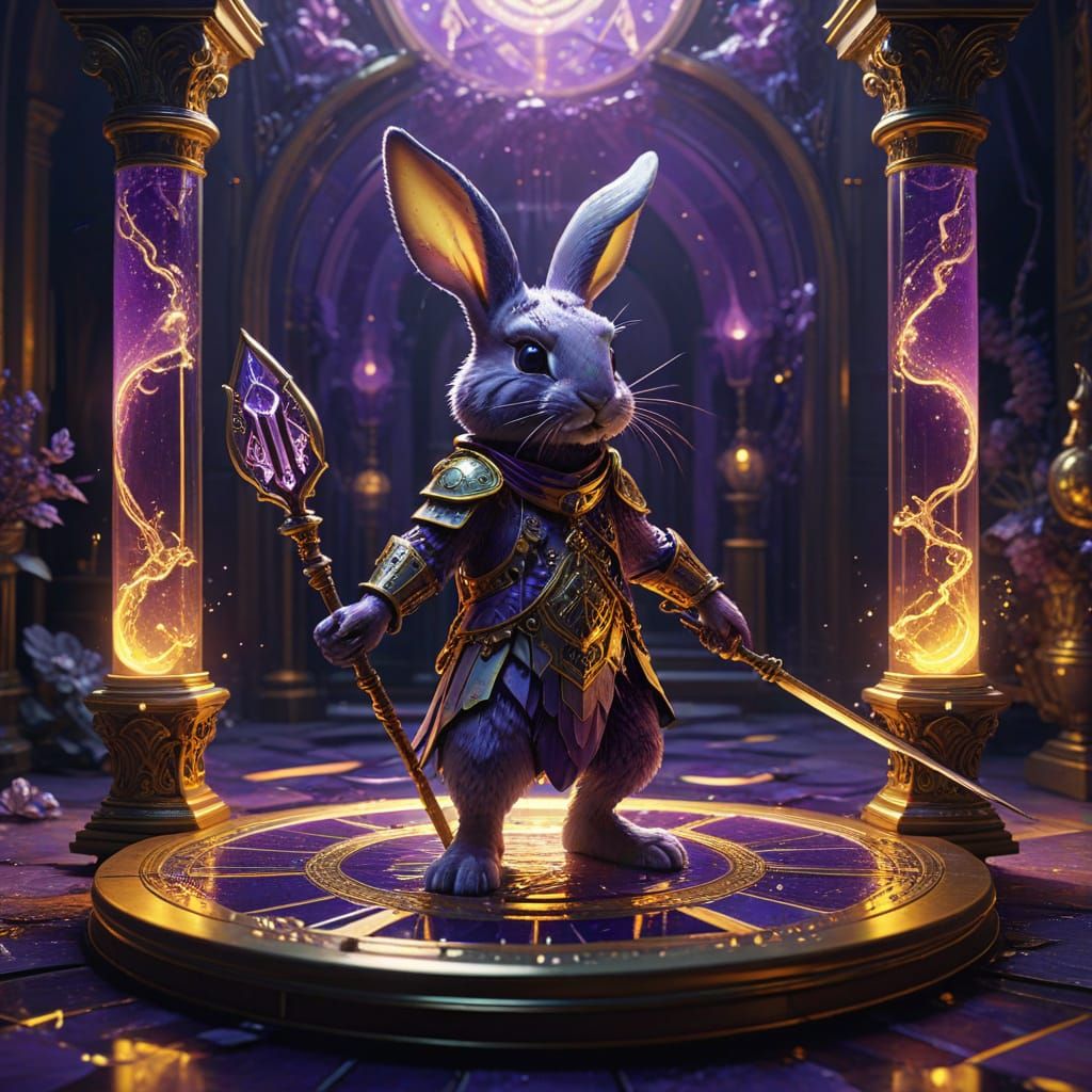 Surrealist Masterpiece: Cyber Alchemist Bunny in Dreamscape